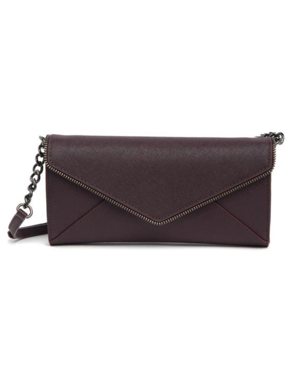 Rebecca Minkoff Cleo Leather Wallet on Chain Mini Bag Currant Dark Burgundy NEW